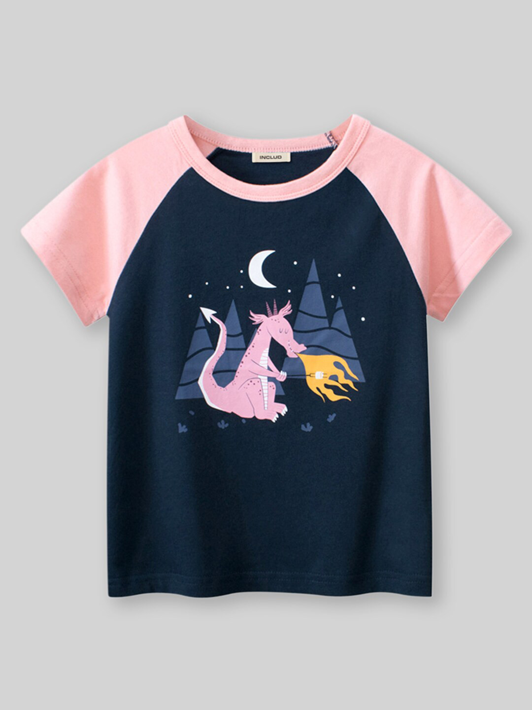 INCLUD Girls Dragon Printed Short Sleeves T-shirt