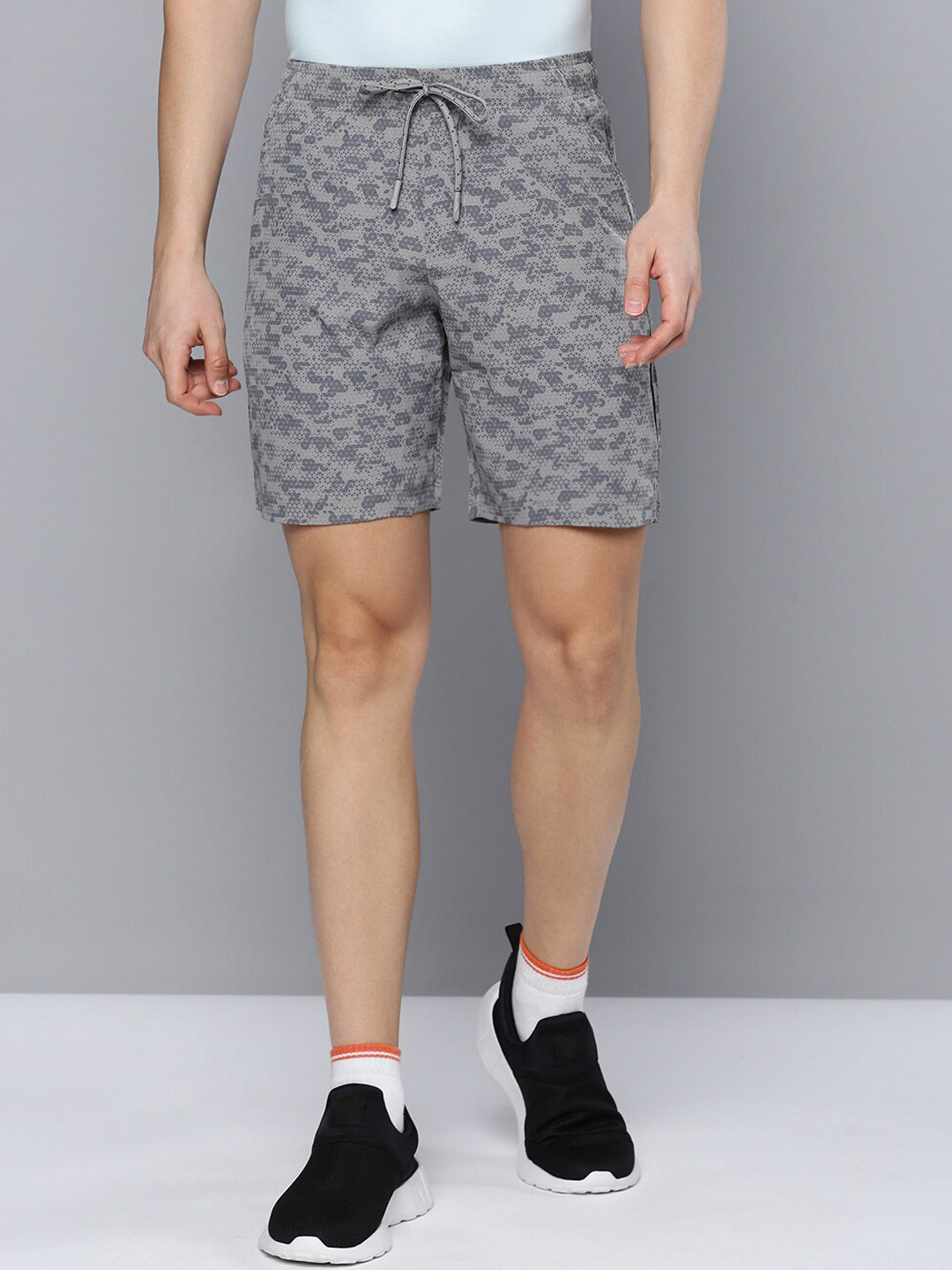 SPORTO Men Abstract Printed Dry Fit Sports Shorts