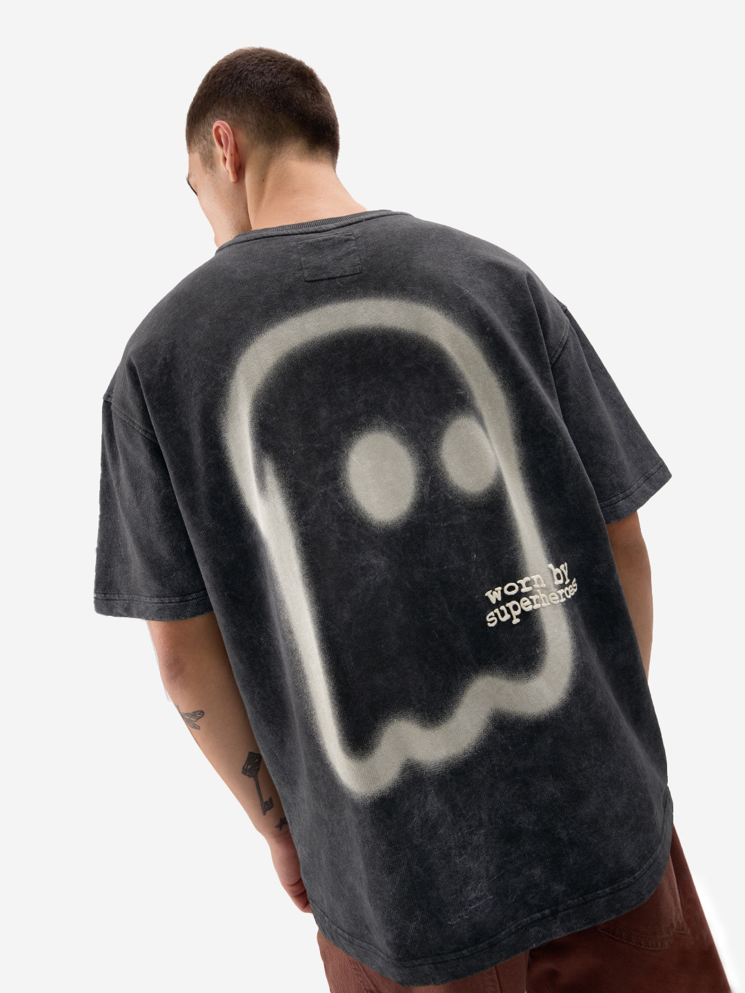 The Souled Store Round Neck Drop Shoulder Superhero Printed Oversized Cotton T-shirt