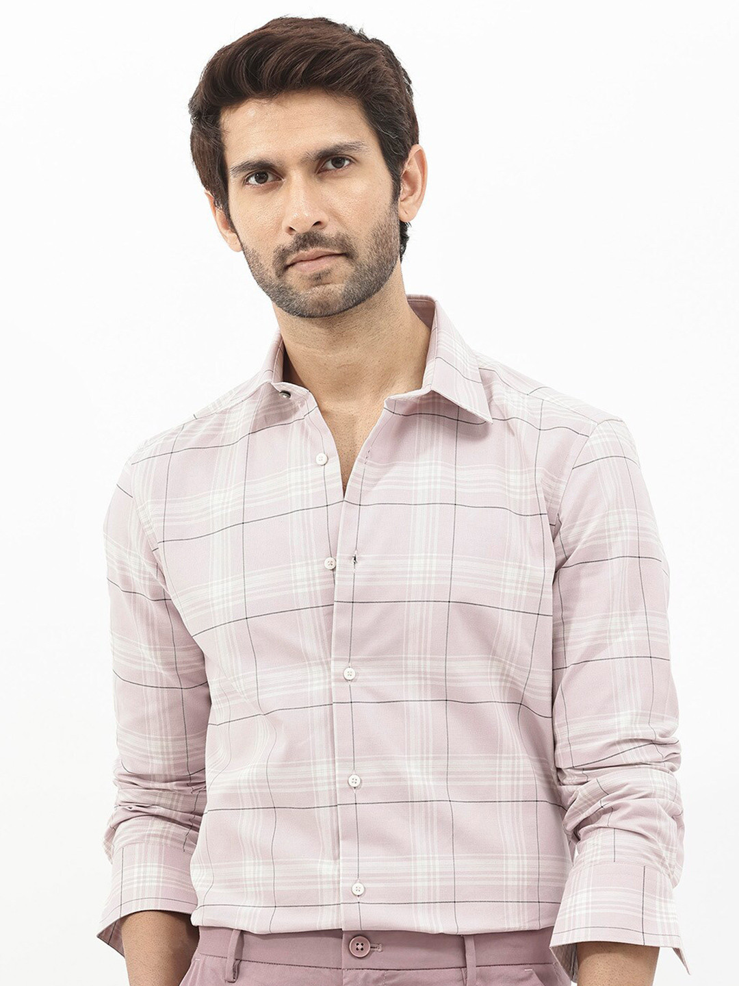 RARE RABBIT Men Marron Regular Fit Opaque Checked Shirt