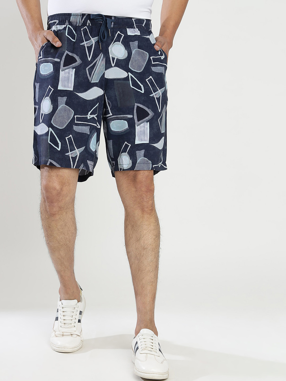 JADE BLUE Men Geometric Printed Comfortable Slim Fit Cotton Shorts