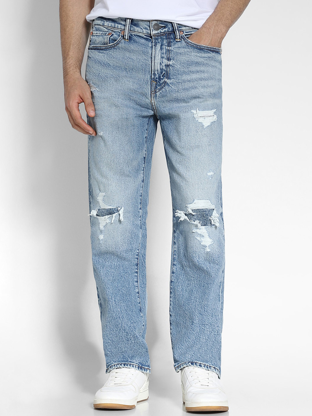 AMERICAN EAGLE OUTFITTERS Men Mildly Distressed Heavy Fade Stretchable Jeans