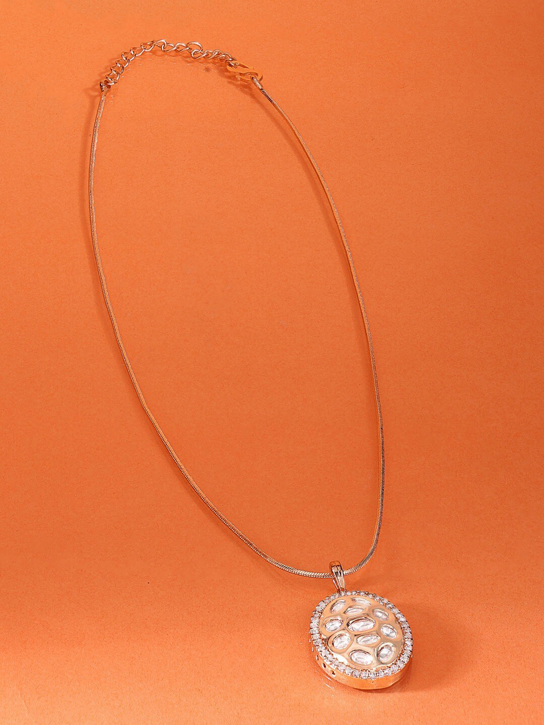 AMI Rose Gold-Plated  & CZ Studded Pendants With Chain