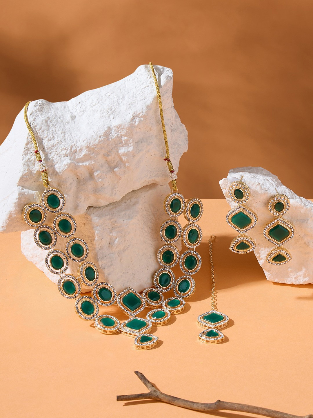 AMI Gold-Plated Austrian Diamonds-Studded Jewellery Set