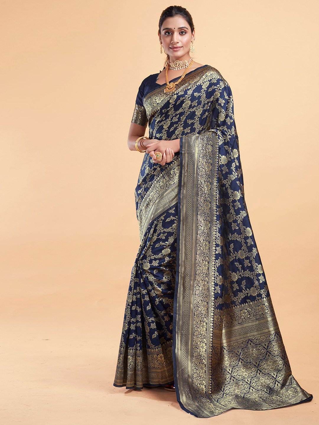 KALINI Floral Woven Design Zari Banarasi Saree