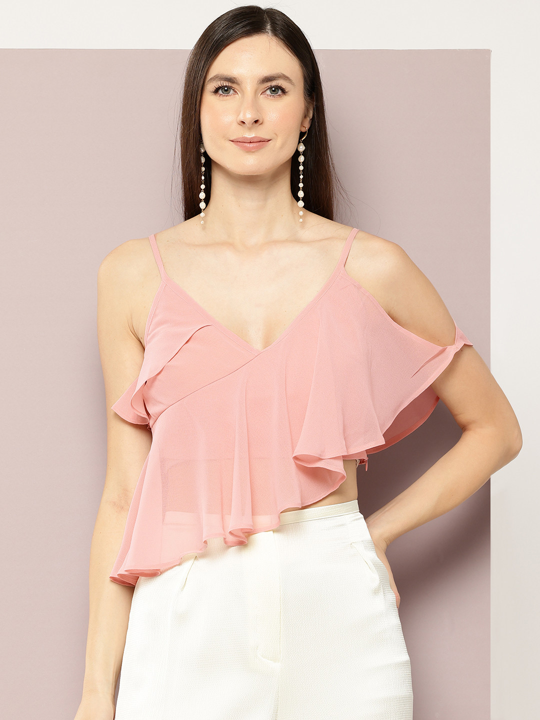 aaliya Ruffles Styled Back Crop Top