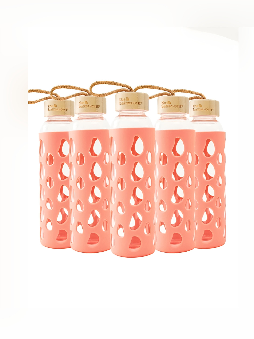 The Better Home Pink 5 Pcs Glass Water Bottle 500 ml