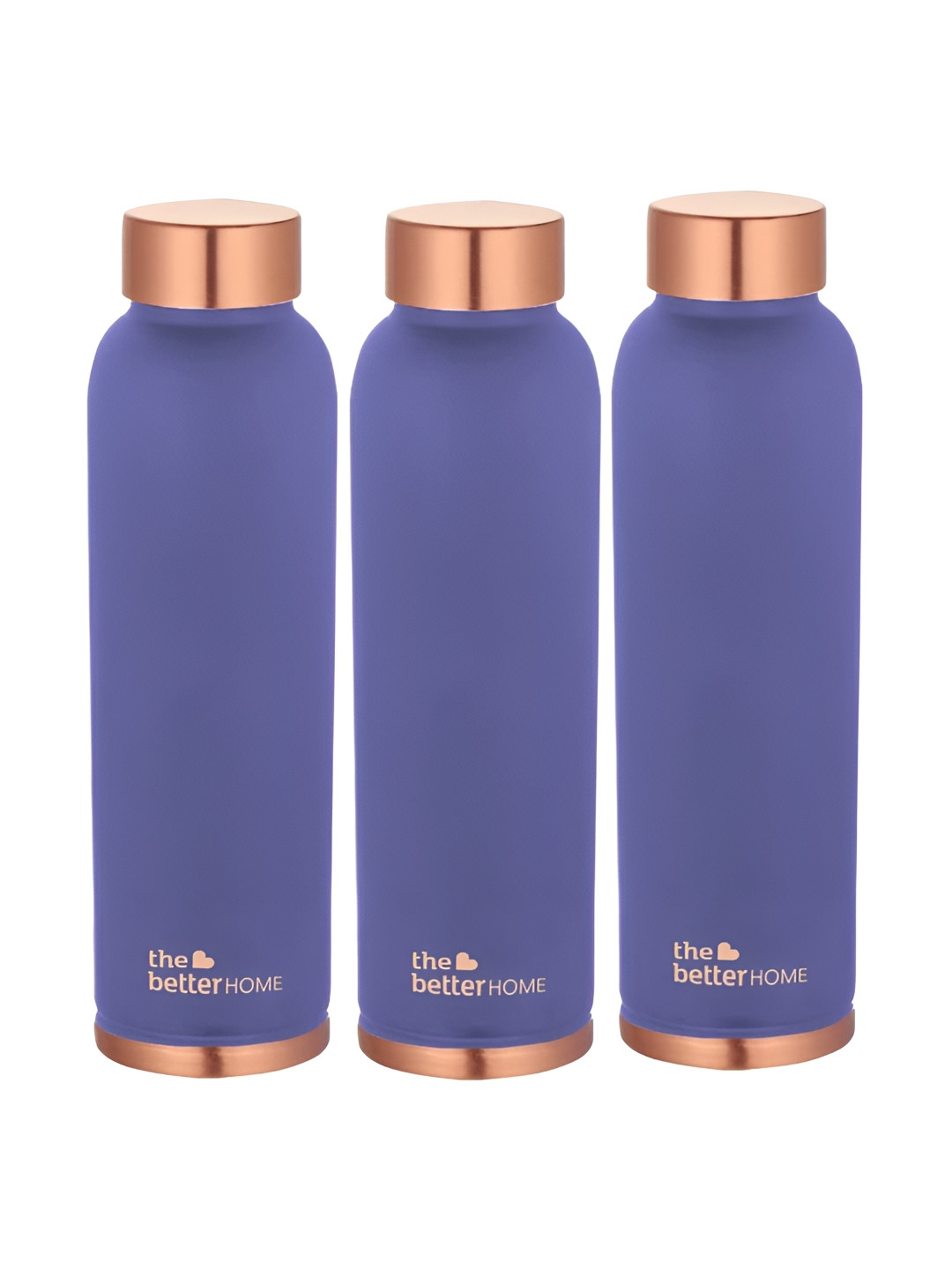 The Better Home Purple 3 Pcs Copper Water Bottle 950 ml