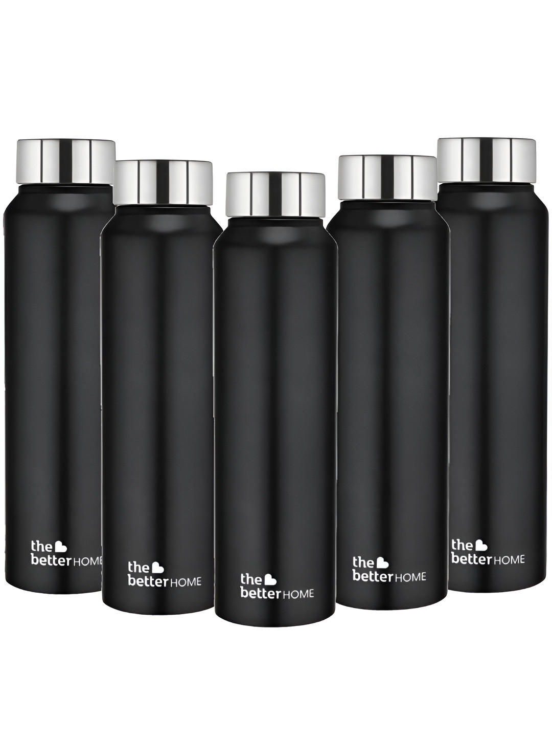 The Better Home Black Brand Logo Stainless Steel Spill Proof 5 Piece Water Bottle - 1L