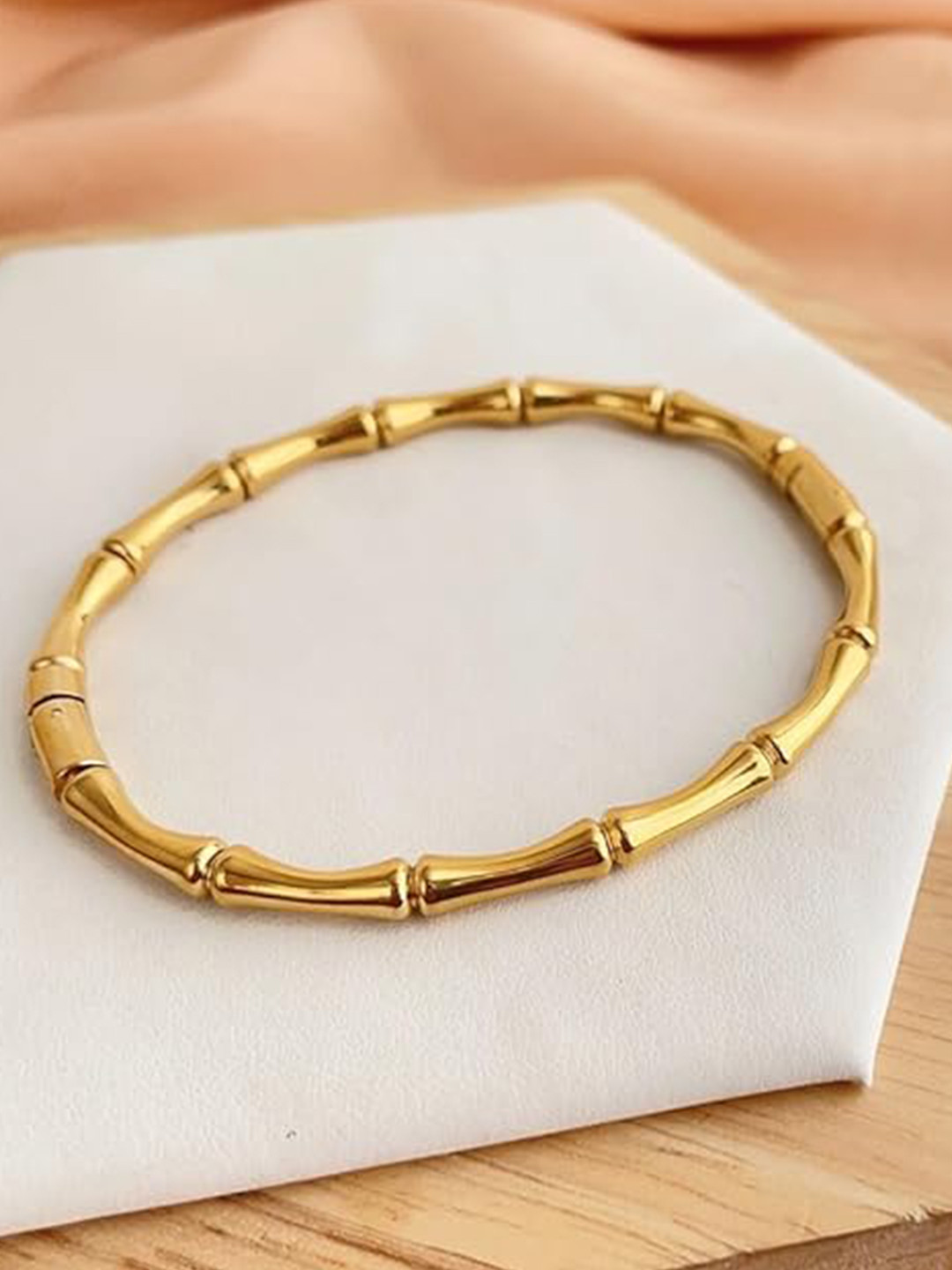 MEENAZ Gold-Plated Stainless Steel Anti Tarnish Antique Bangle-Style Bracelet