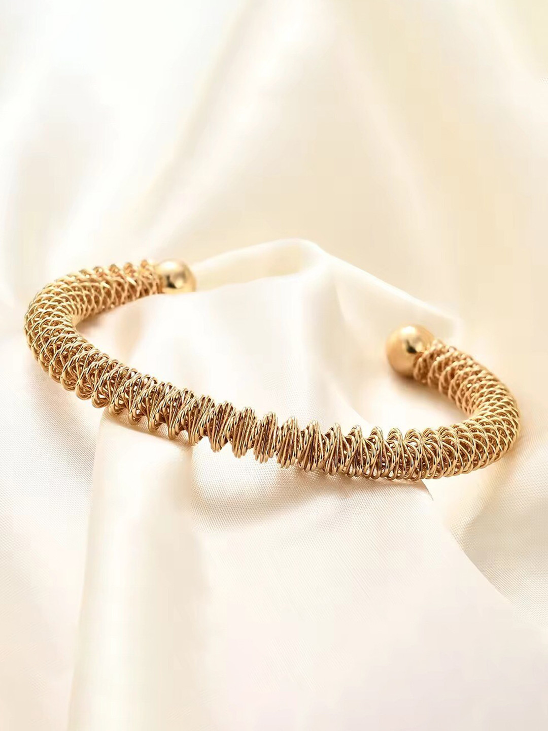 MEENAZ Gold-Plated Stainless Steel Antique Anti Tarnish Kada Bracelet
