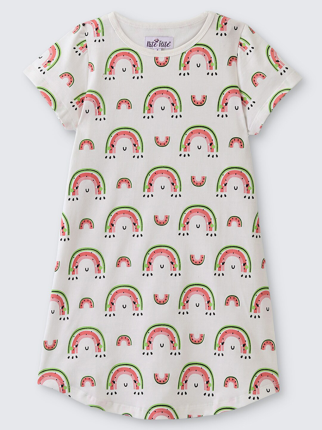 Nite Flite Girls Graphic Printed Pure Cotton Nightdress