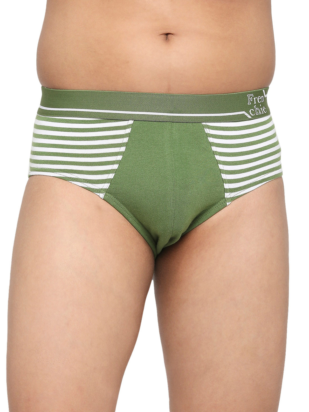 FRENCHIE Boys Striped Pure Cotton Basic Briefs FR-BF-U1910-1X5-Green-XS