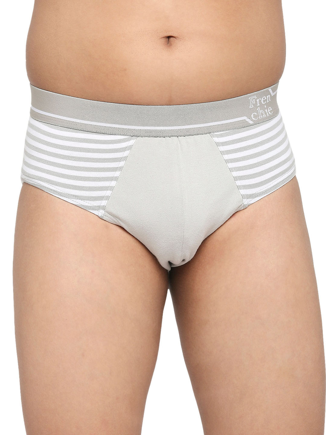 FRENCHIE Boys Striped Pure Cotton Basic Briefs FR-BF-U1910-1X5-LightGrey-XS