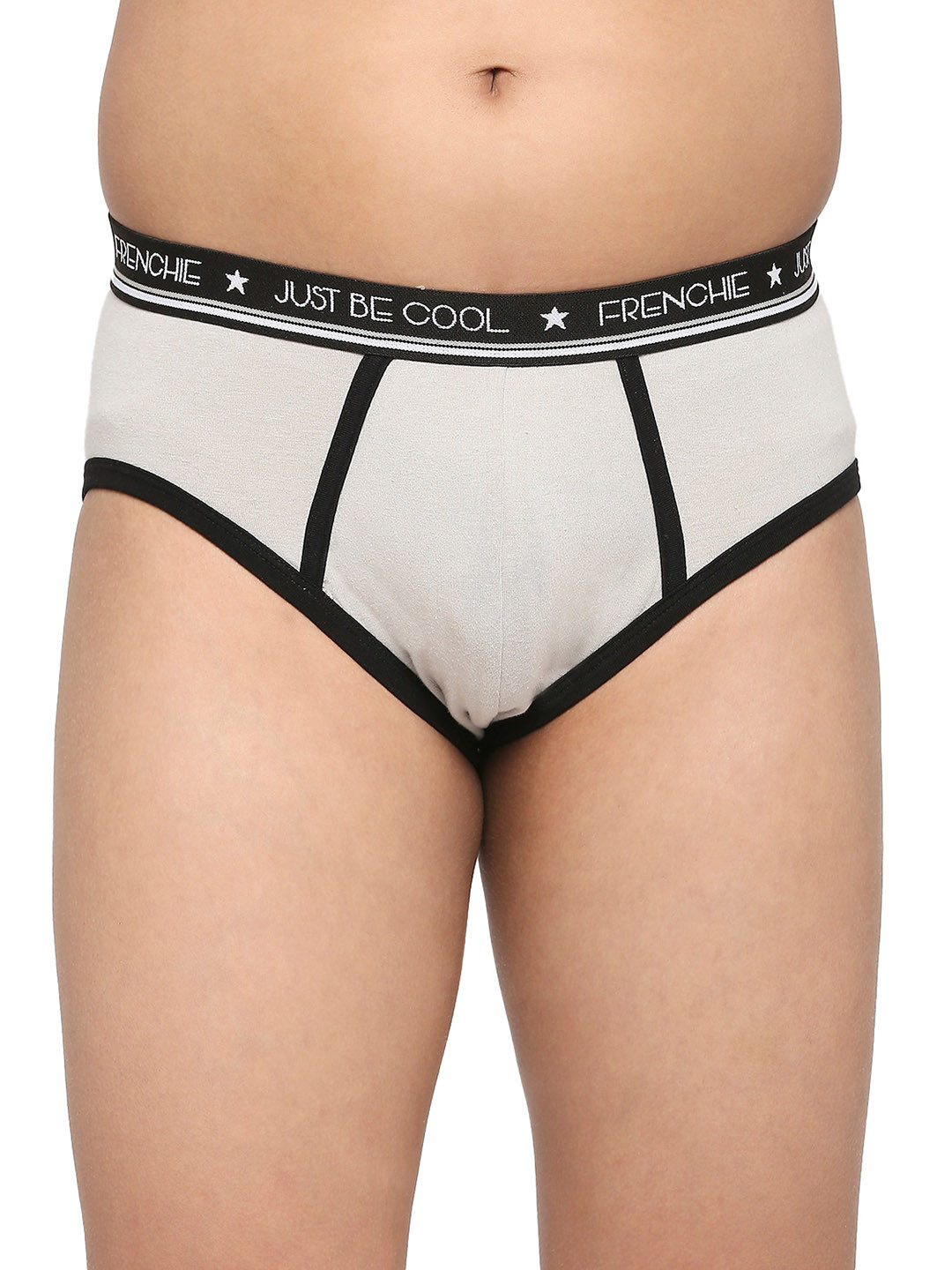 FRENCHIE Boys Pure Cotton Basic Briefs FR-BF-U1907-1X5-LightGrey-S