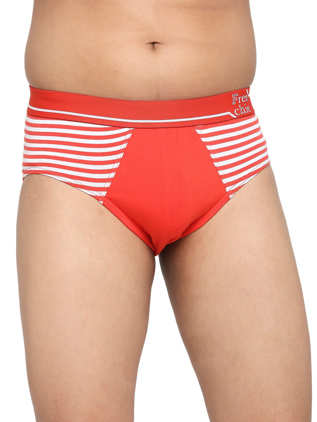 FRENCHIE Boys Striped Pure Cotton Basic Briefs FR-BF-U1910-1X5-Red-XS