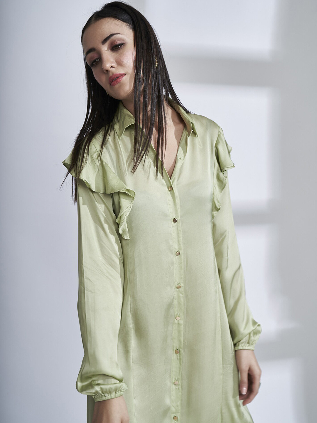 The Samoa Long Sleeves Shirt Collar Dress