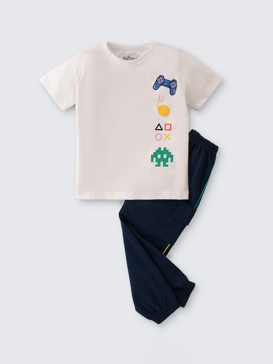 Nite Flite Boys Printed Pure Cotton T-shirt with Trousers