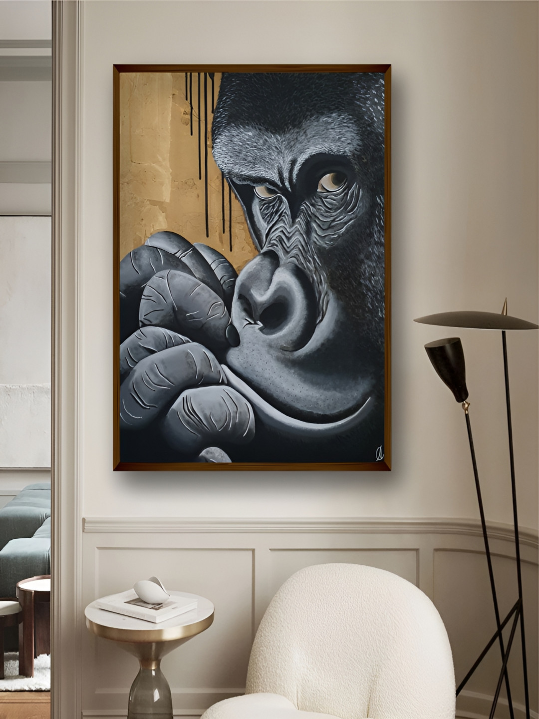 Artsense Grey Canvas Abstract Wall Painting