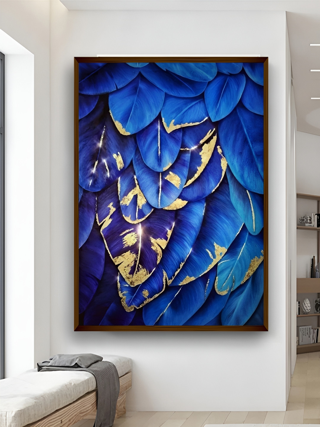 Artsense Blue Canvas Wall Living Room Rectangle Paintings Wall Art -19.69 x 29.92In