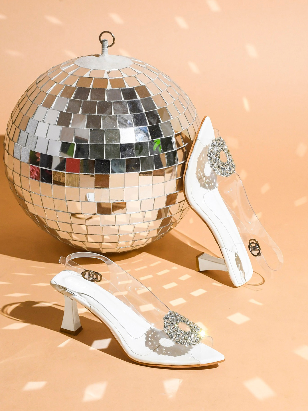 Try Me Embellished Peep Toe Slingback Heels