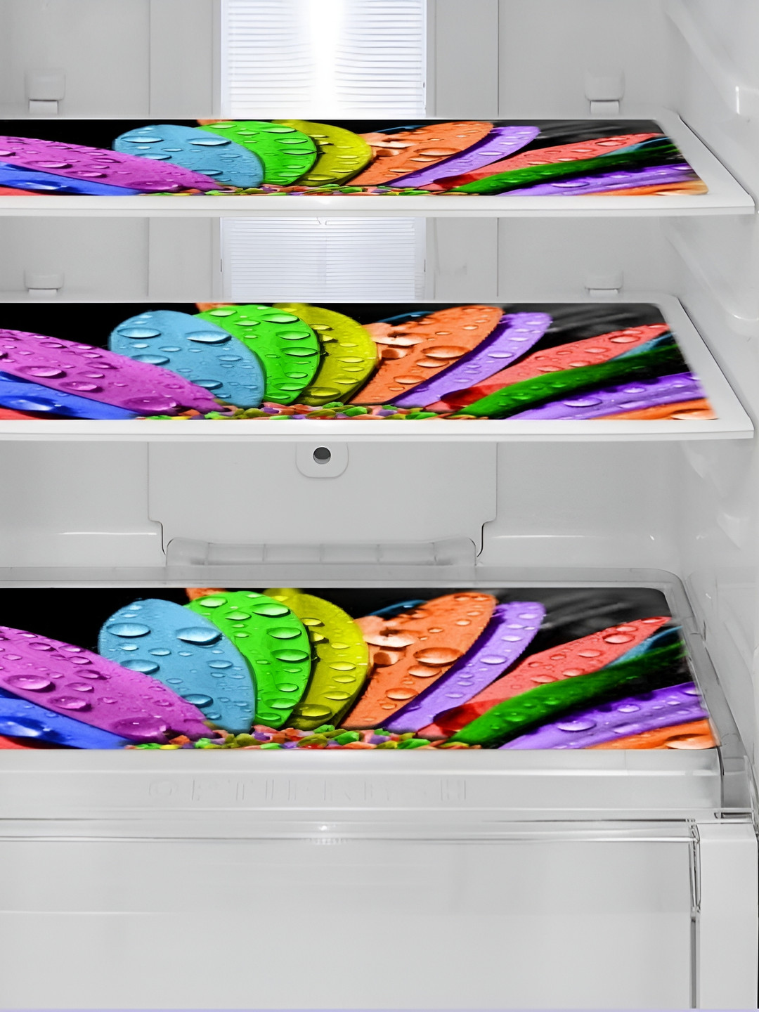 REVEXO 3 Pcs Black & Purple Printed Durable PVC Fridge Mats