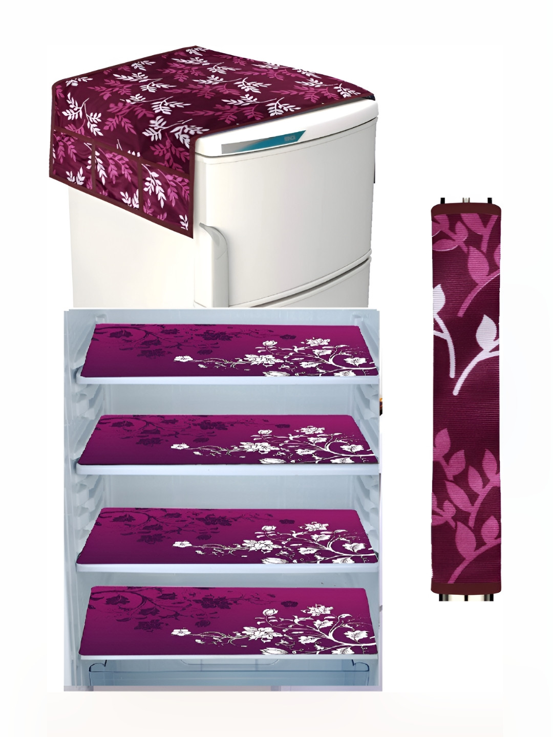 REVEXO 6 Pcs Purple Printed Fridge Appliance Covers