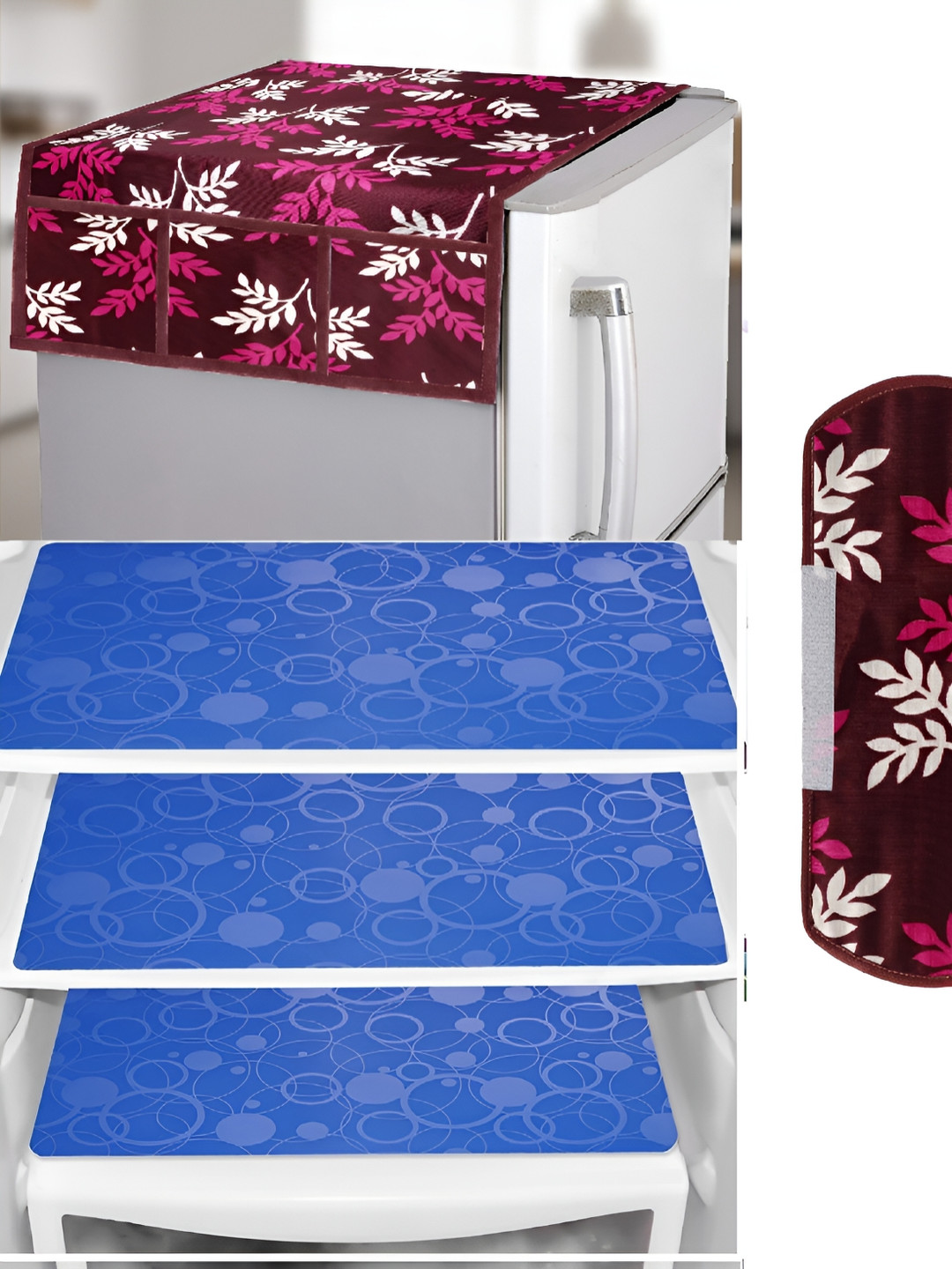 REVEXO Blue & Pink 5 Pieces Printed Fridge Appliance Covers
