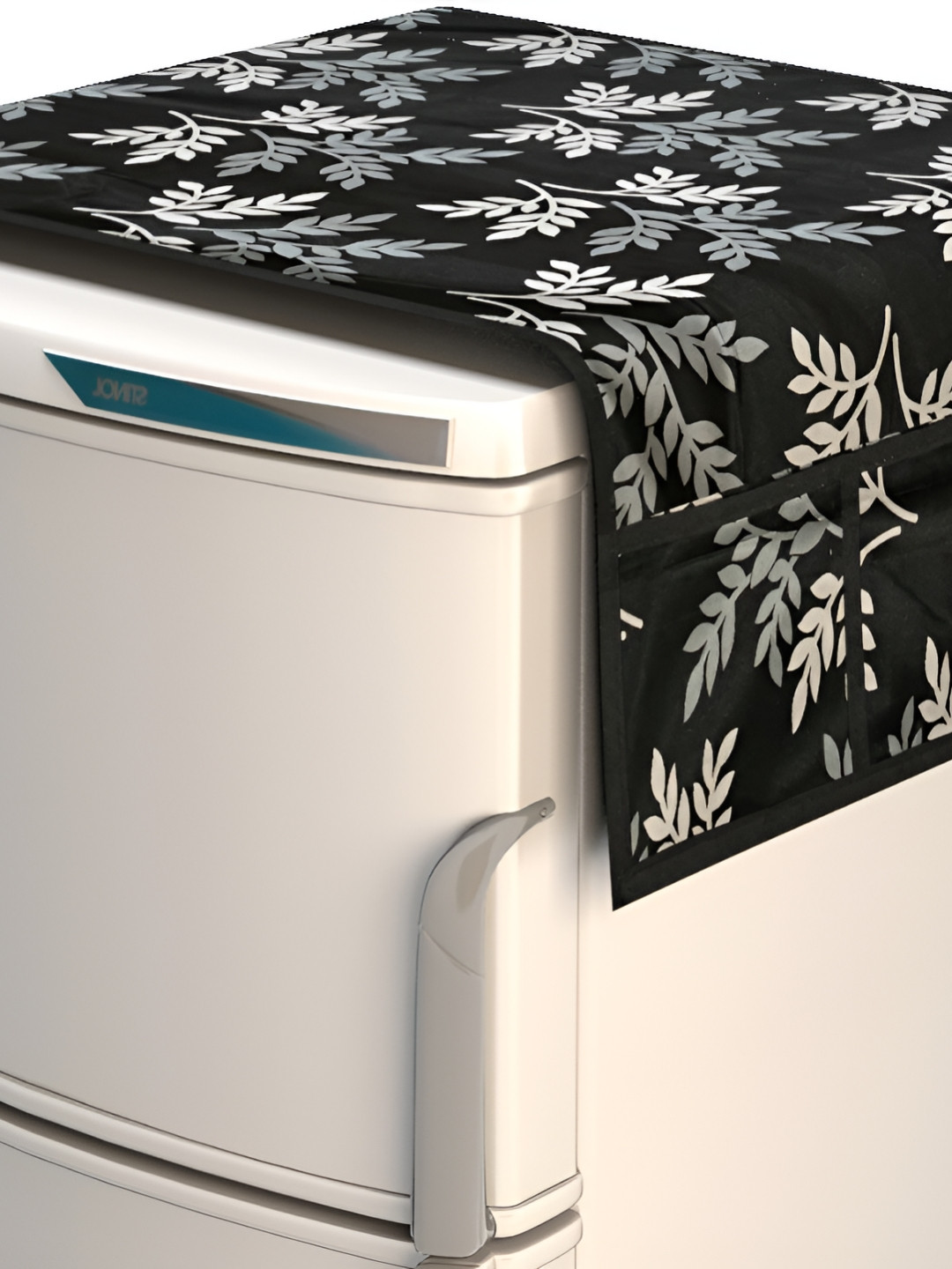 REVEXO Black & Grey Printed Fridge Cover