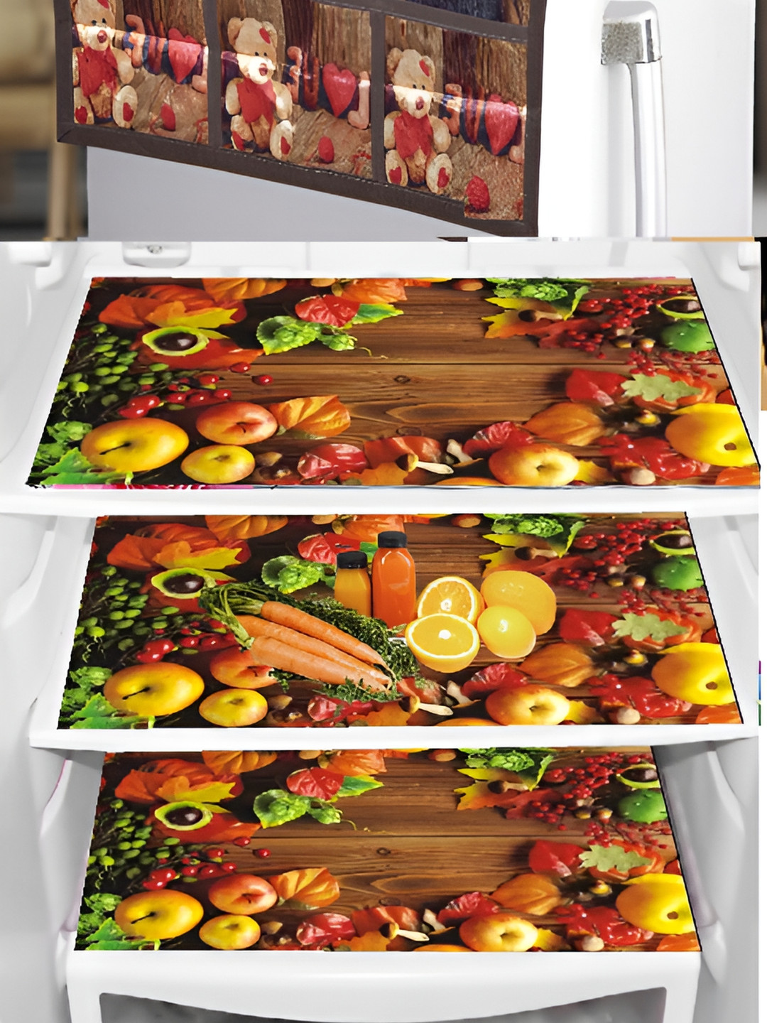 REVEXO Pink 7 Pieces Printed Refrigerator Cover