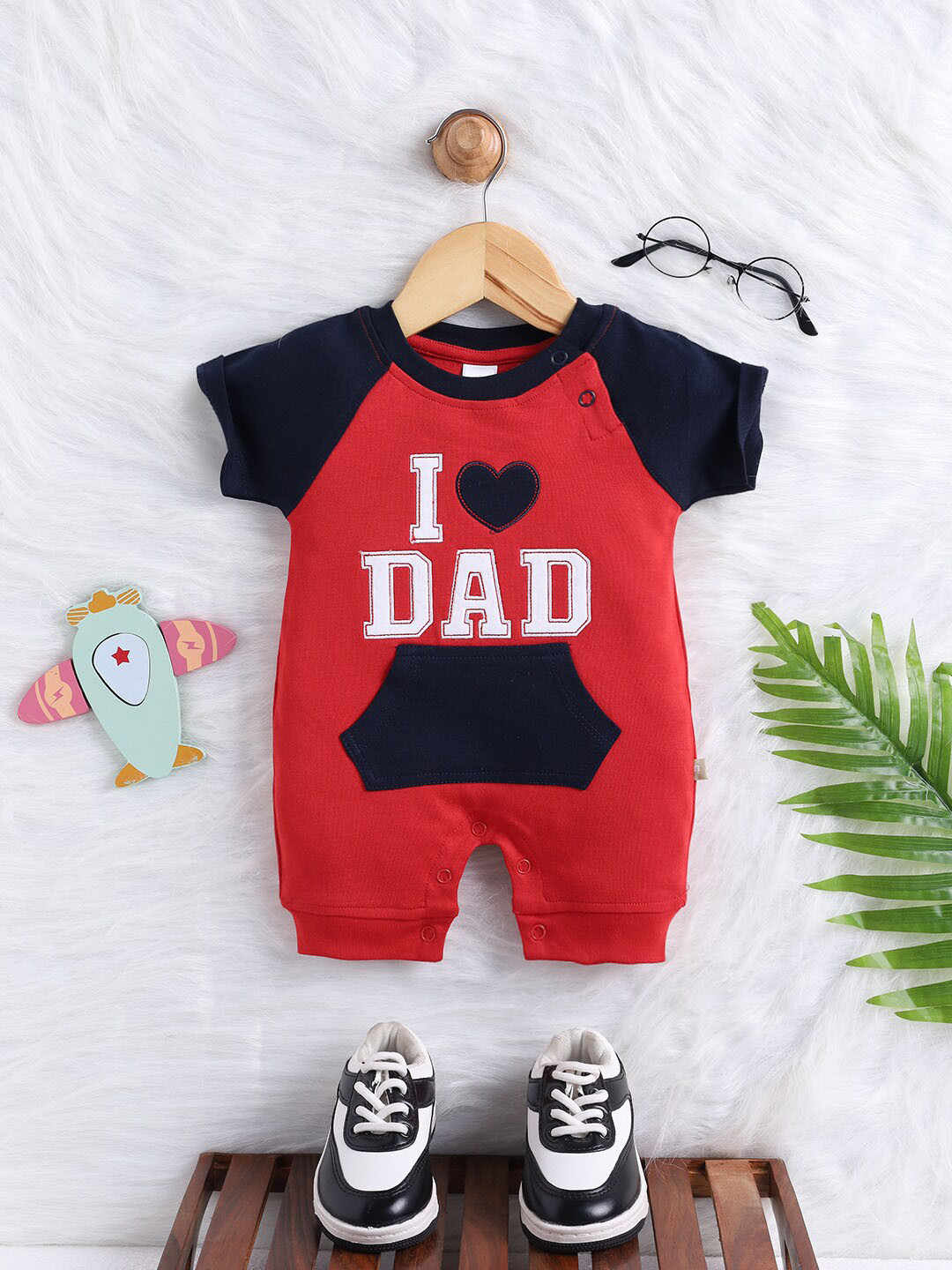 Moms Love Infants Boys Colorblocked Cotton Romper