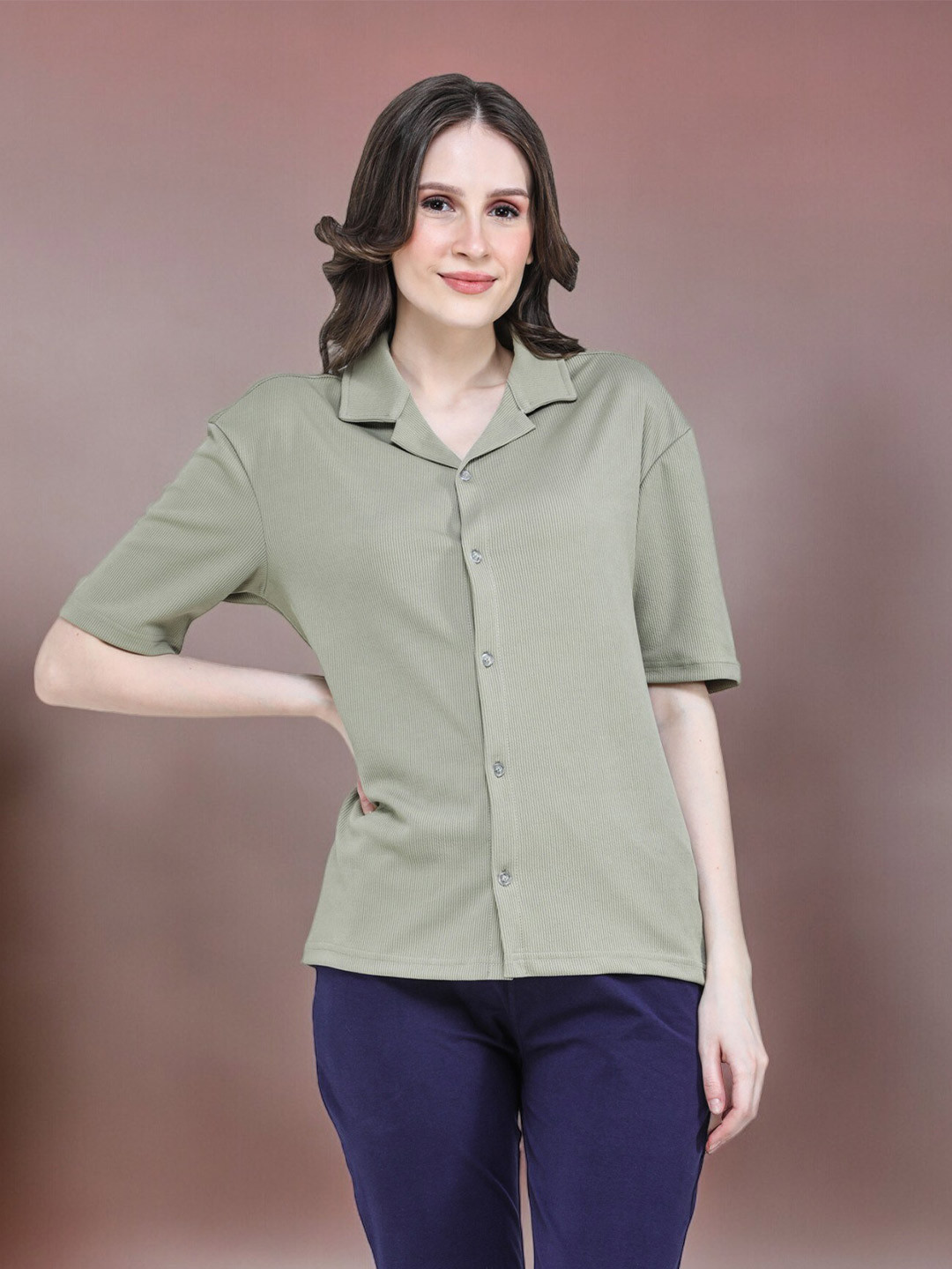 Teal Solid Regular Fit Casual Shirt