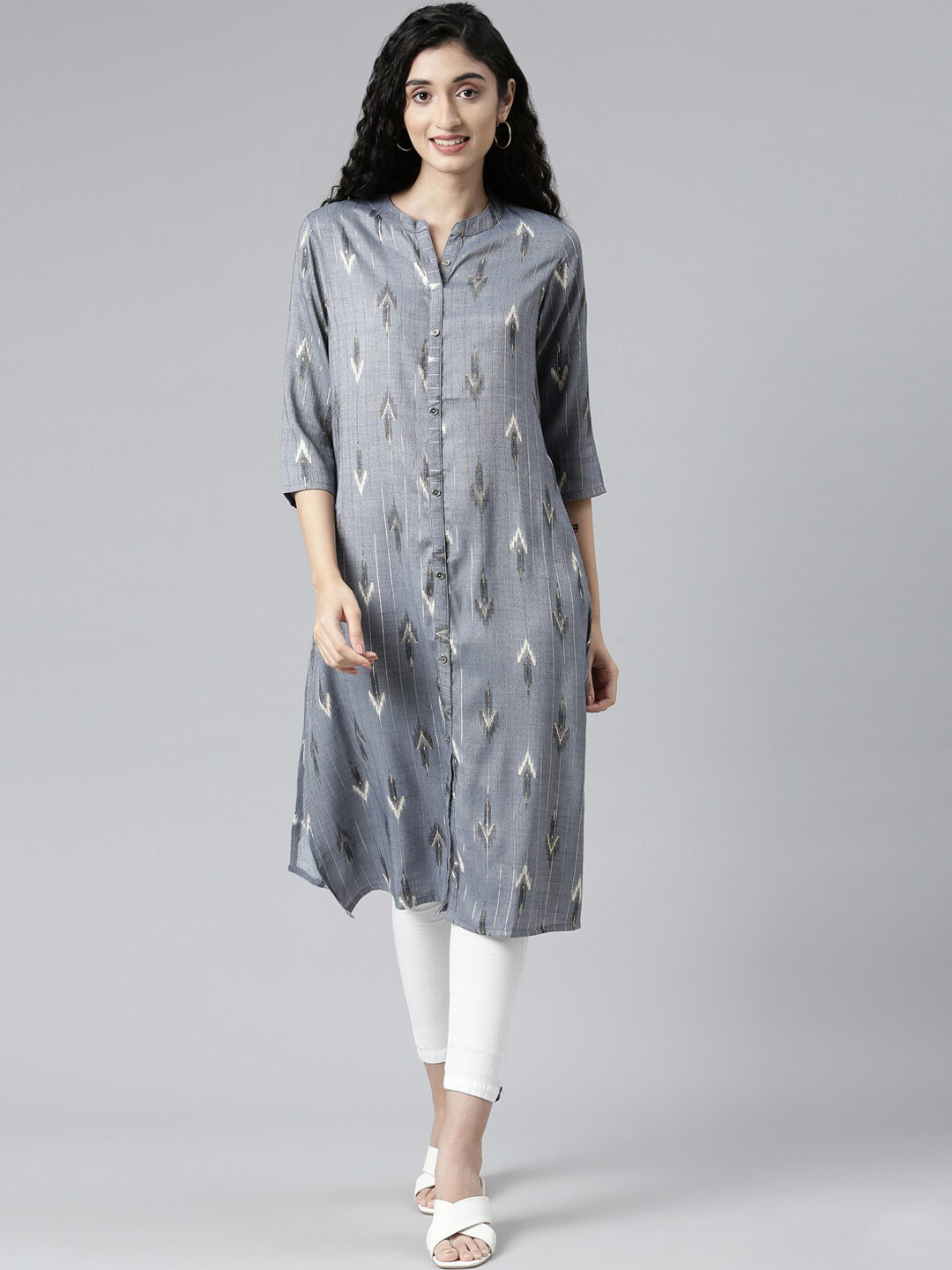 Samhitas Printed Mandarin Collar Kurta