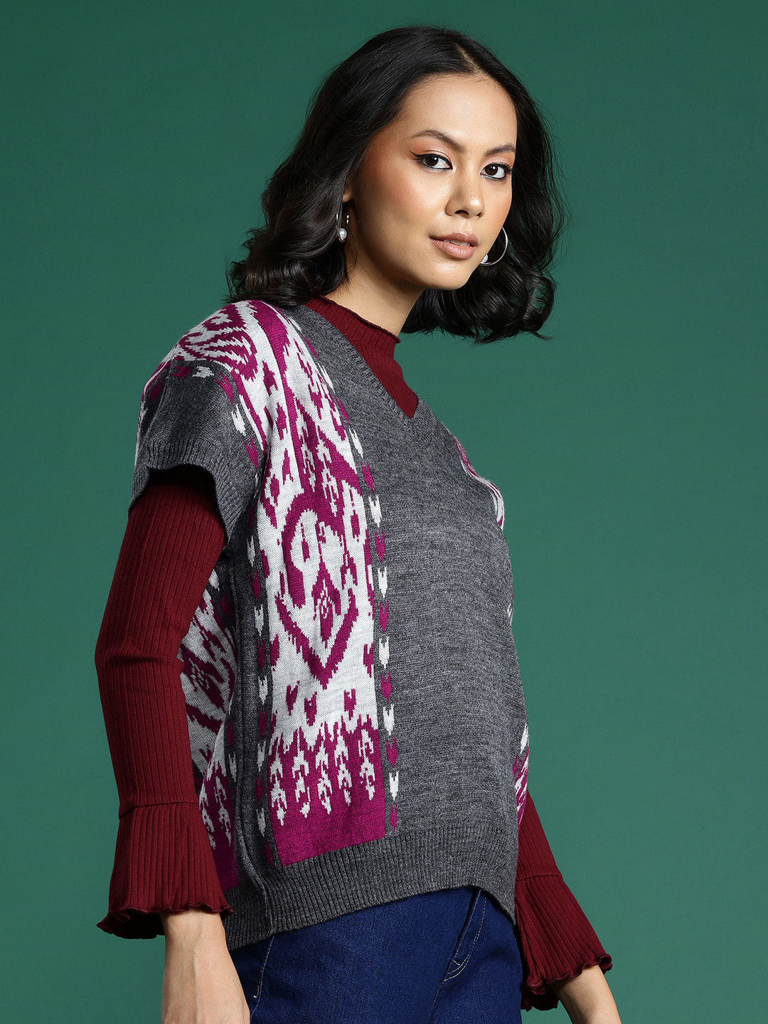 Sangria Extended Sleeve Sweater Vest