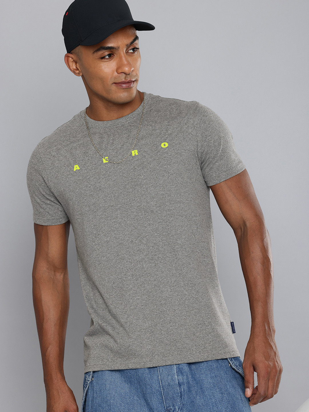 Aeropostale Solid T-shirt with Applique Detail
