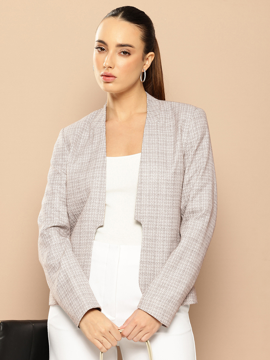 her by invictus Redloop Power Blazers Self Design Front-Open Blazers