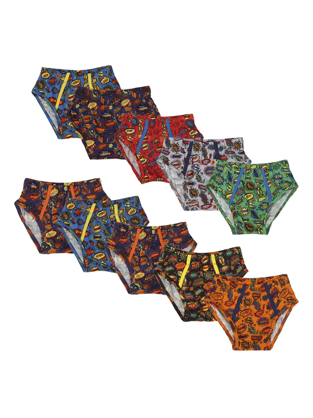 BRAT Boys Pack Of 6 Assorted Printed Pure Cotton Briefs BR-BI-BR002-PI-2X5-6-PO6