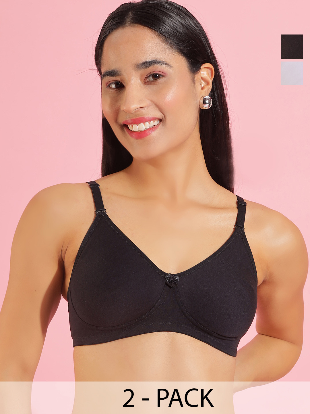 Dollar Missy Pack Of 2 Full Coverage Basic Support Cotton T-Shirt Bra With All Day Comfort