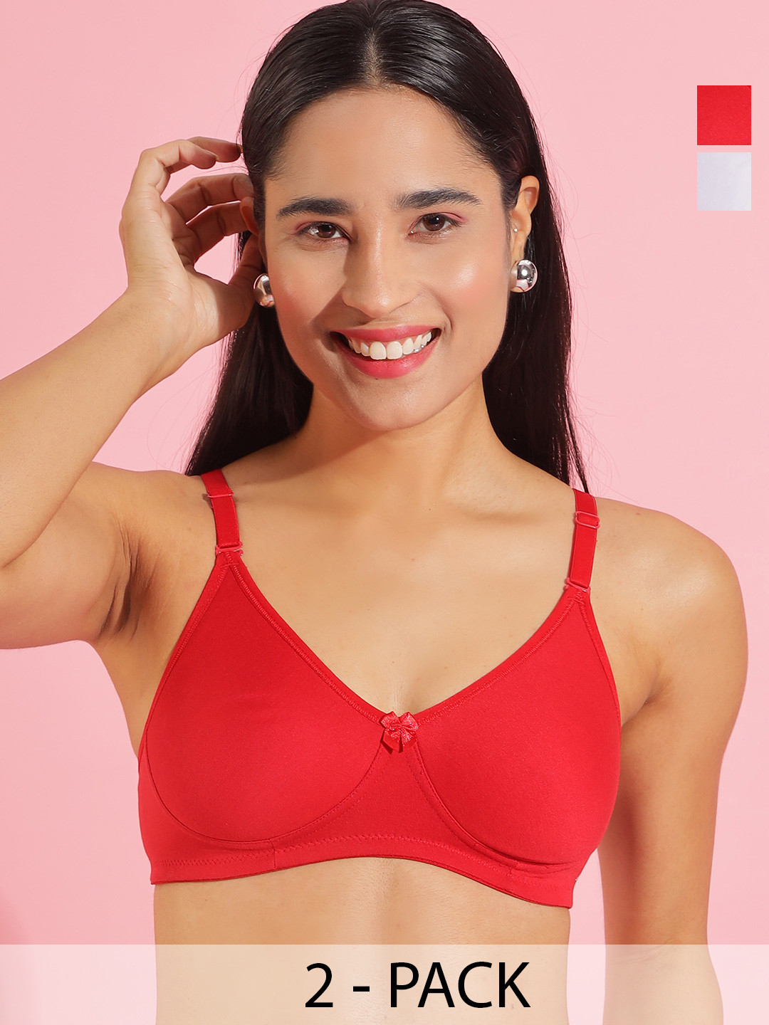 Dollar Missy Pack Of 2 Full Coverage Basic Support Cotton T-Shirt Bra With All Day Comfort