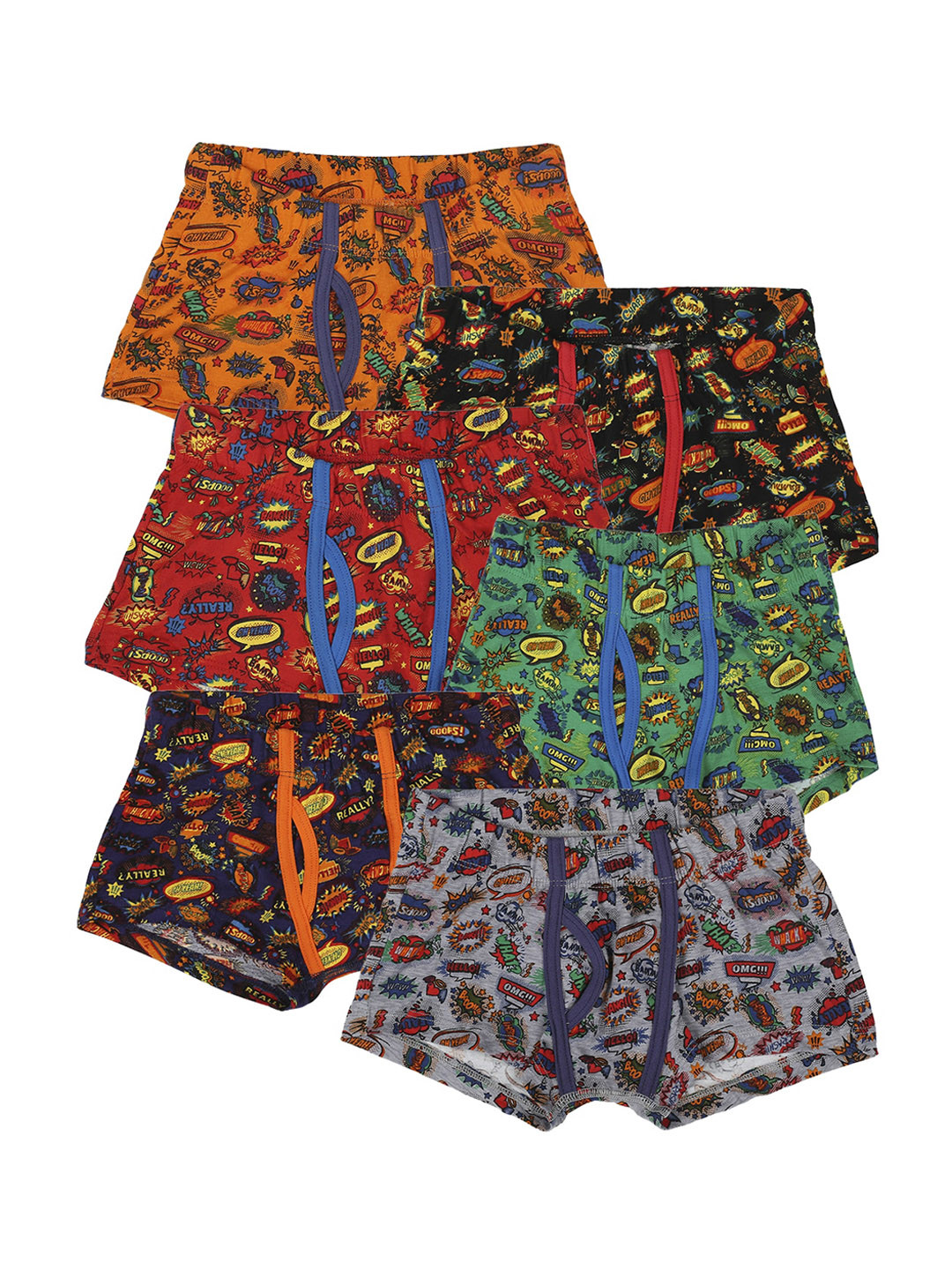 BRAT Boys Pack Of 6 Assorted Trunks BR-BI-TR002-PI-2X5-6-PO6