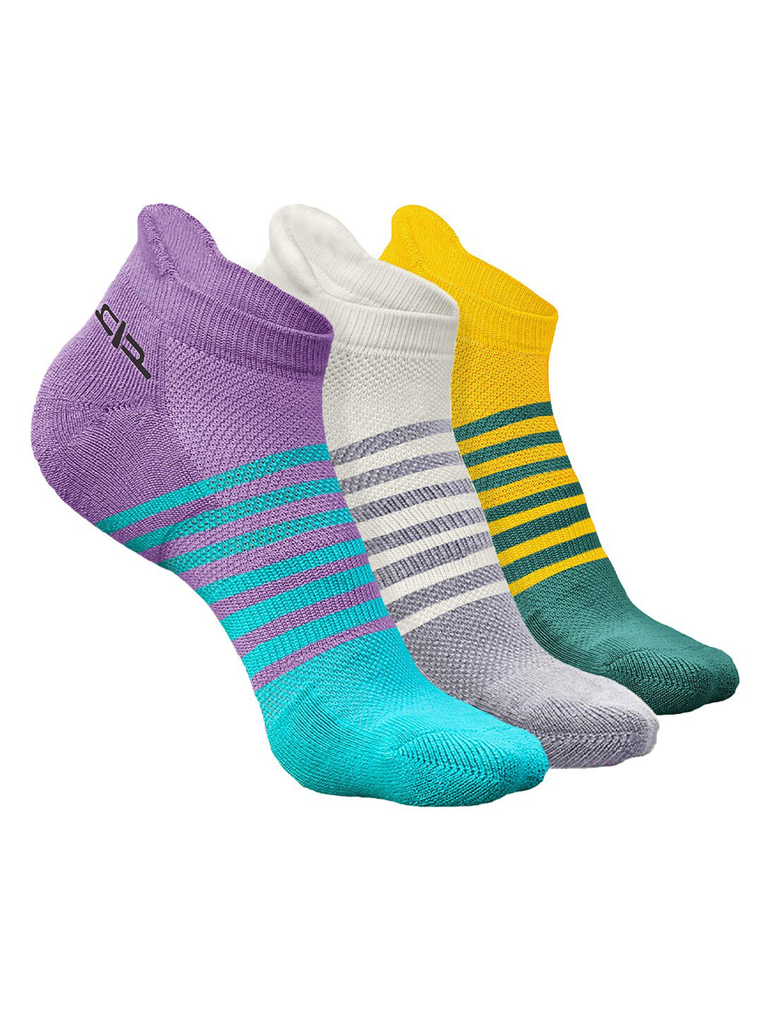 Heelium Men Pack of 3 Bamboo Super Soft & Odour-Free Breathable Striped Ankle-Length Socks