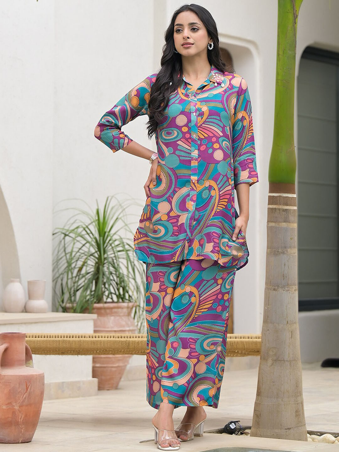 Divena Printed Shirt With Trousers