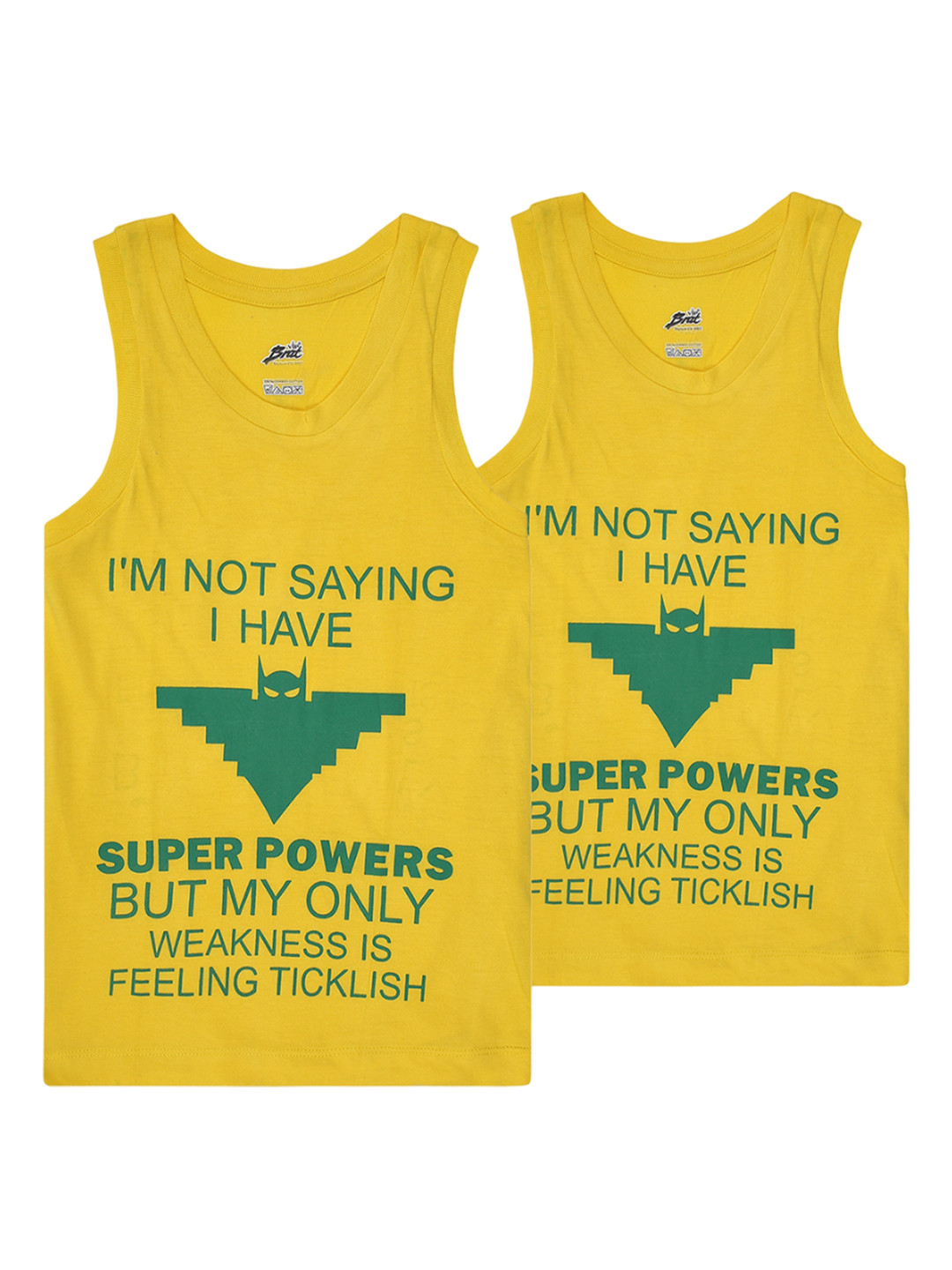 BRAT Boys Pack of 2 Printed Bio Wash Cotton Innerwear Vests BR-BI-VS-CV002-10P-YL-6-PO2