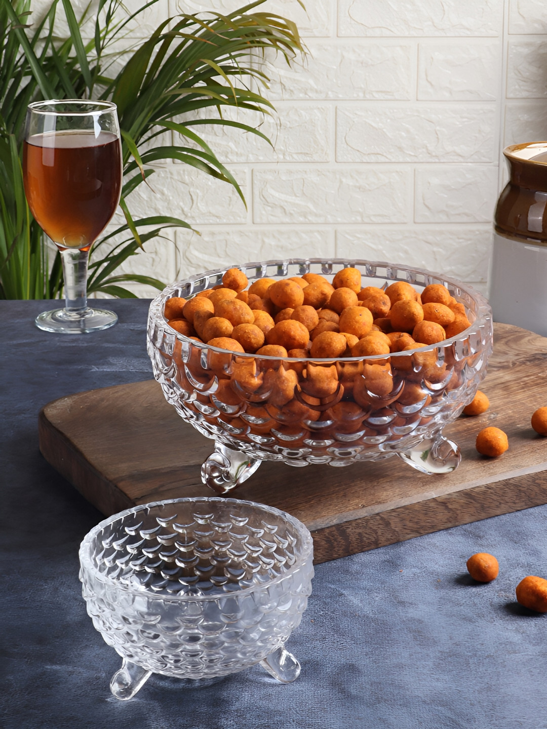 Aura Transparent 7 Pieces Textured Glass Bowls