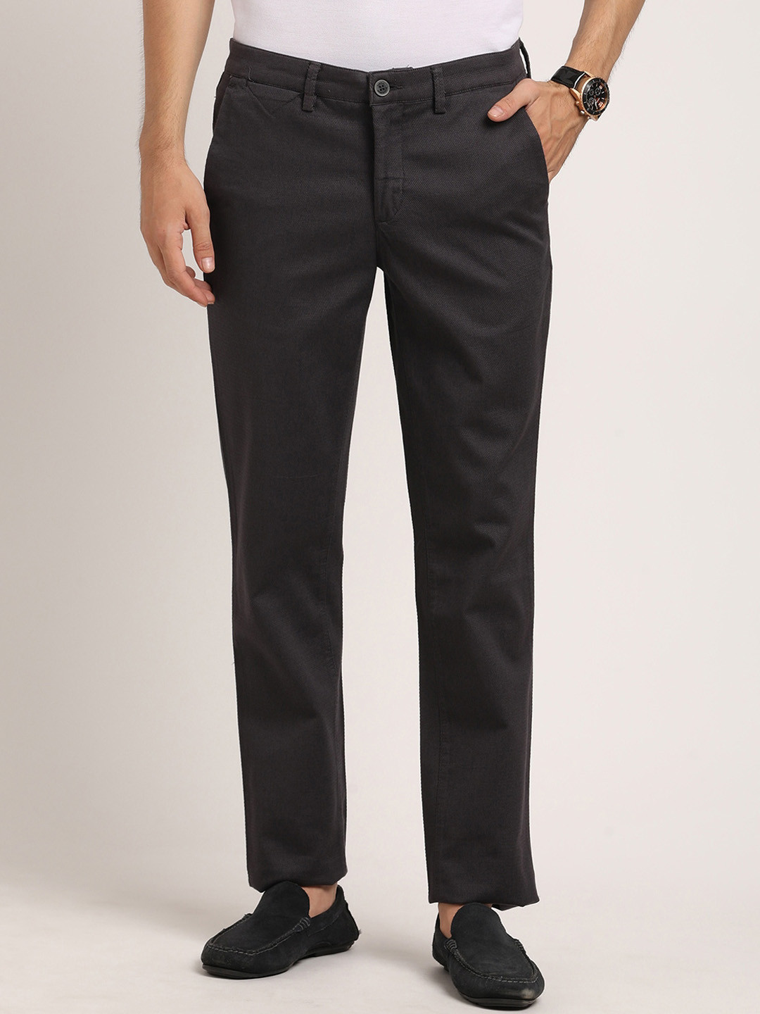 Turtle Men Smart Skinny Fit Cotton Trouser