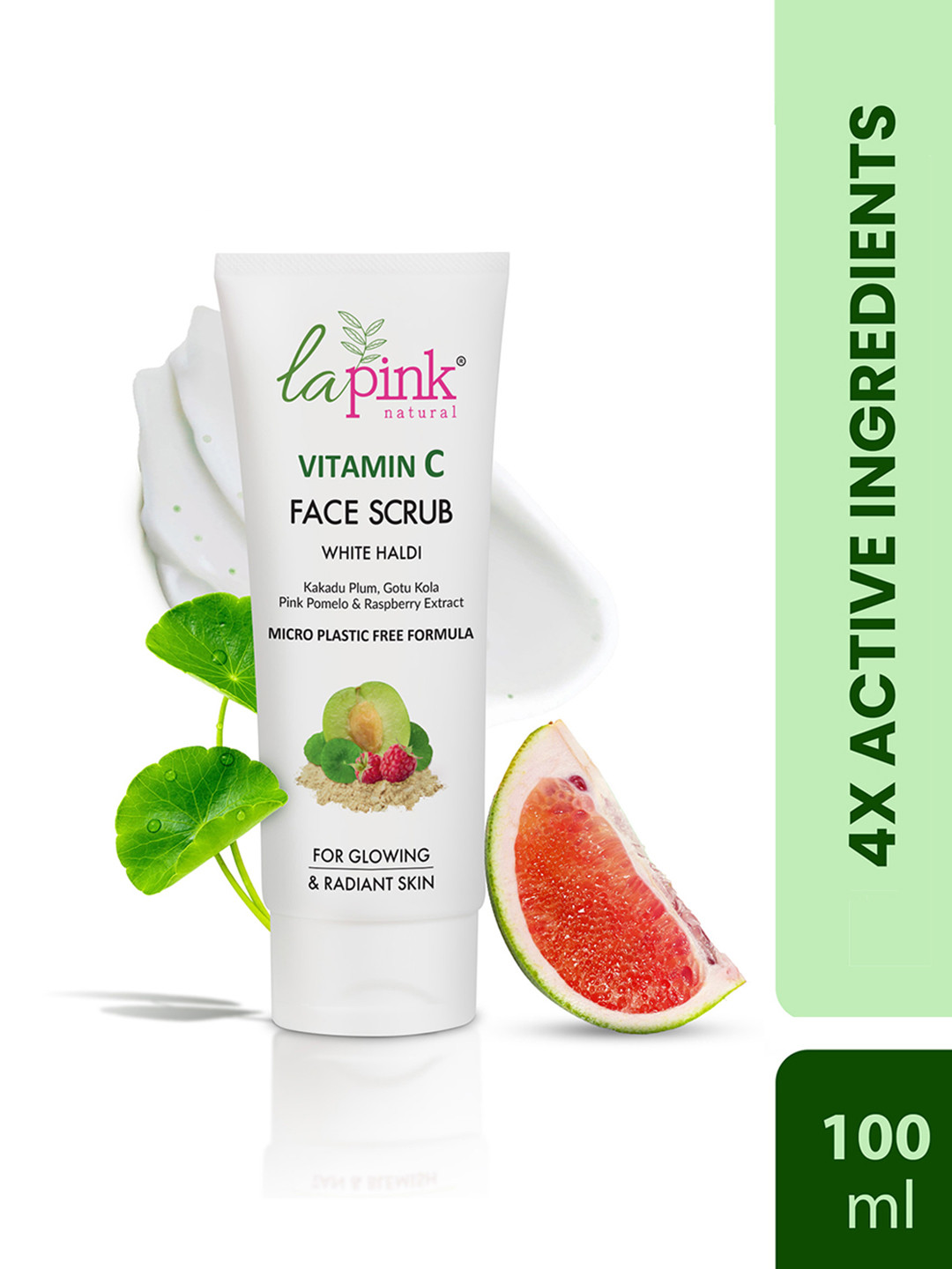 La Pink Vitamin C Brightening Face Scrub for Glowing Skin & Gentle Exfoliation - 100 g