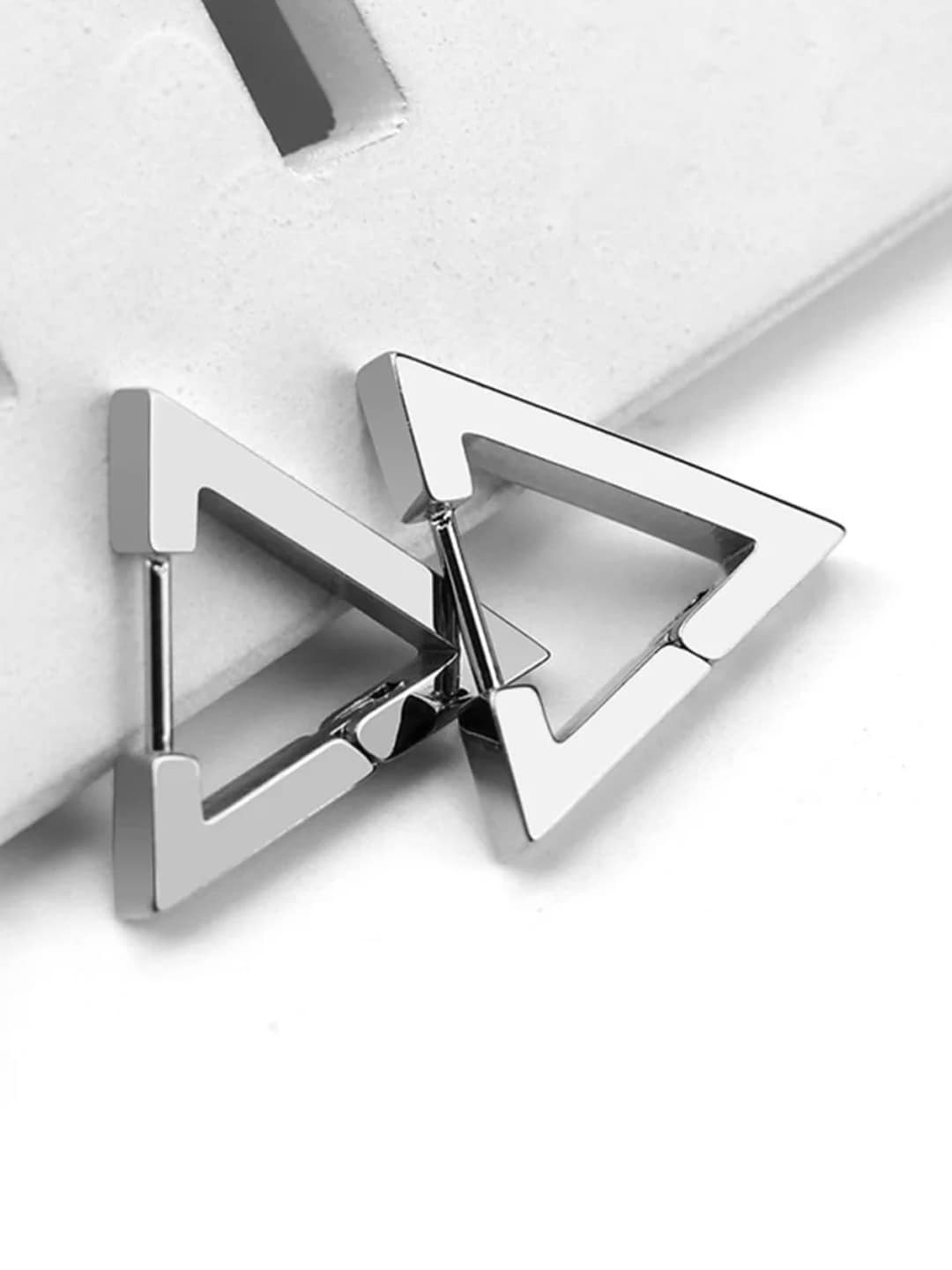 Krelin Silver Plated Stainless Steel Triangular Studs