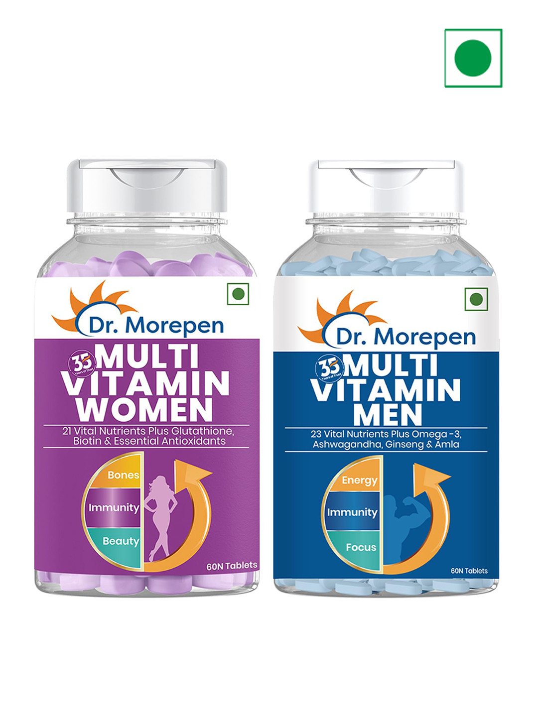 Dr. Morepen Set Of 2 Men & Women 35 Multivitamin - 60 Tablets Each
