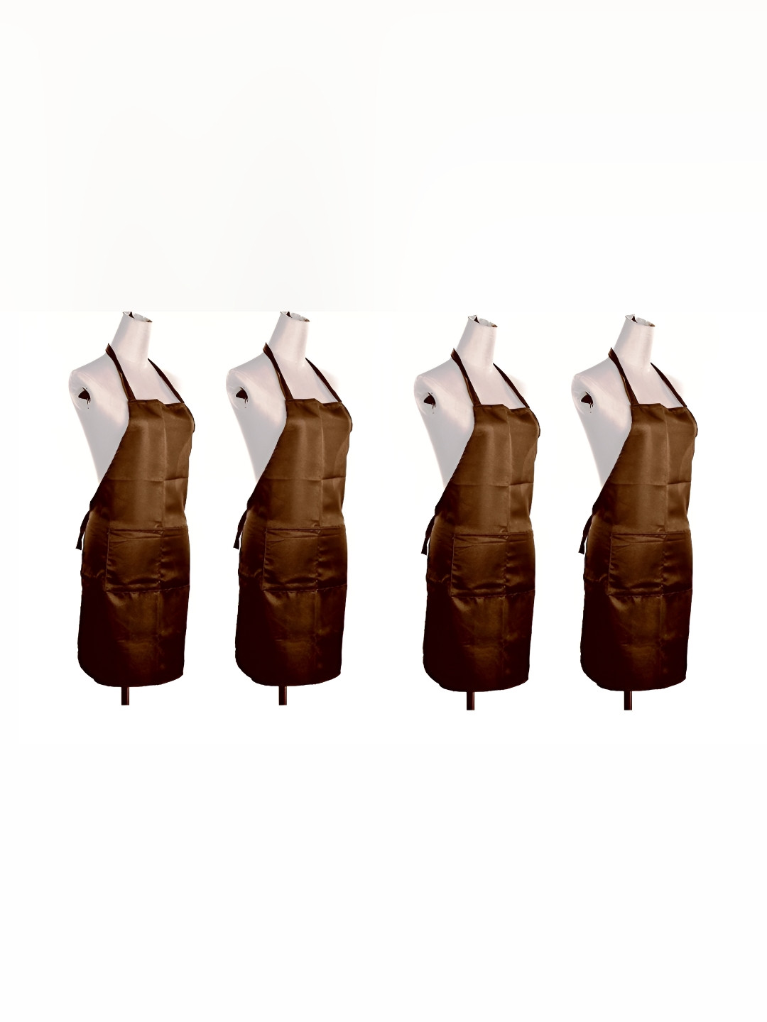 UrbanArts 4-Pcs Brown Aprons With Front Pockets
