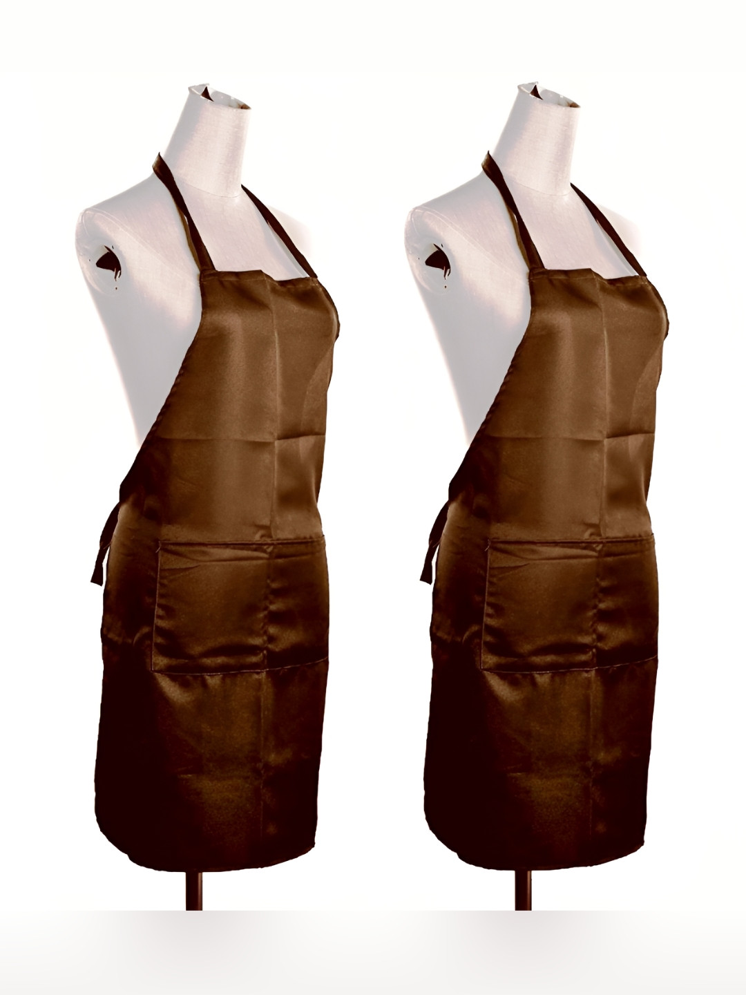 UrbanArts 2-Pcs Brown Aprons With Front Pockets